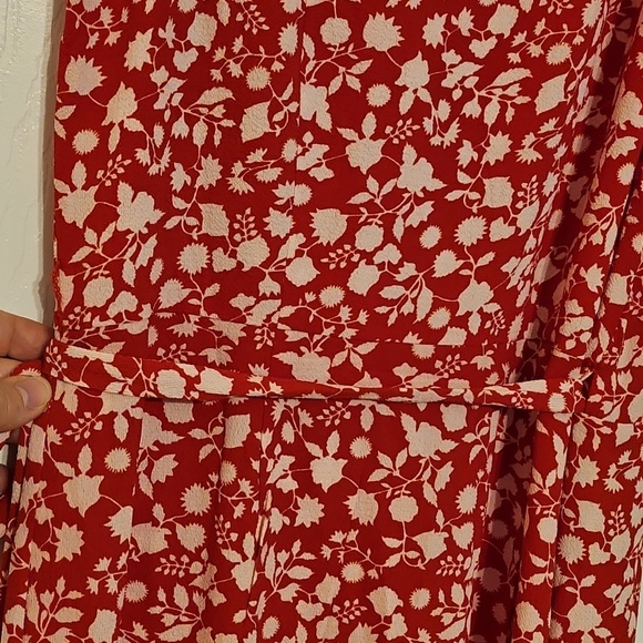 Max Studio Red Floral Ruffle Wrap Dress - Picture 13 of 16